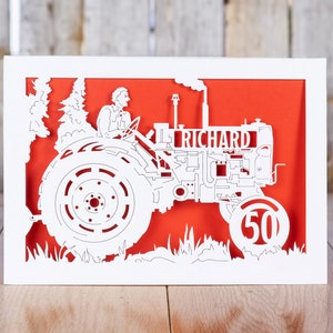 Carte d'anniversaire de fermier, nom personnalisé et carte d'anniversaire de tout âge, carte de fermier, carte de campagne, carte de tracteur