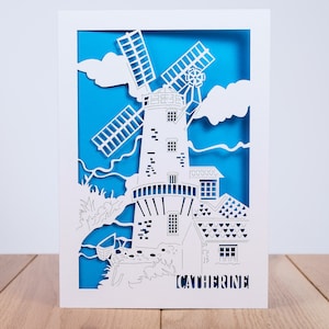 Carte d'anniversaire personnalisée Moulin à vent