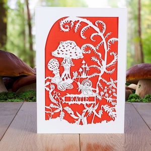 Woodland Mushrooms, Personalised Greetings Card