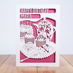 Tea and Cake Birthday Card, Laser Cut Card