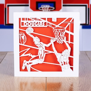 Carte d'anniversaire personnalisée de basket-ball, carte de sport, cerceaux