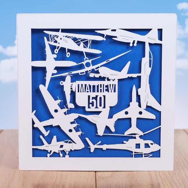 Aeroplane Personalised Birthday Card, Flying Card, Laser Cut Card