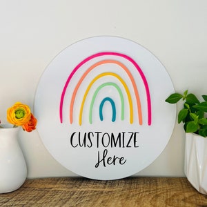 Round Rainbow Custom Sign | 3D Rainbow Personalized Sign | Rainbow Baby Name Sign | Rainbow Quote Sign | Rainbow Name Sign