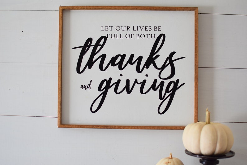 Thanks and Giving Farmhouse style Thanksgiving Sign in White | Etsy