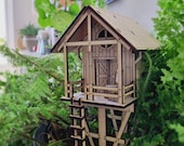 Plantenhuis – DIY Miniatuur Houten Boomhut Cabin | Handgemaakt Bouwpakket | Binnen Planten Decoratie | Rustiek Houten Hutje