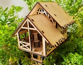 Plantenhuisje – Klein DIY Miniatuur Houten Hutje voor Planten | Handgemaakt FSC-Hout | Binnen Planten Decoratie | Puzzel Kit