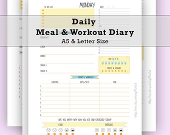 daily meal planner workout planner meal planner diet diary diet planner diet journal weight loss diary exercise tracker fitness plan