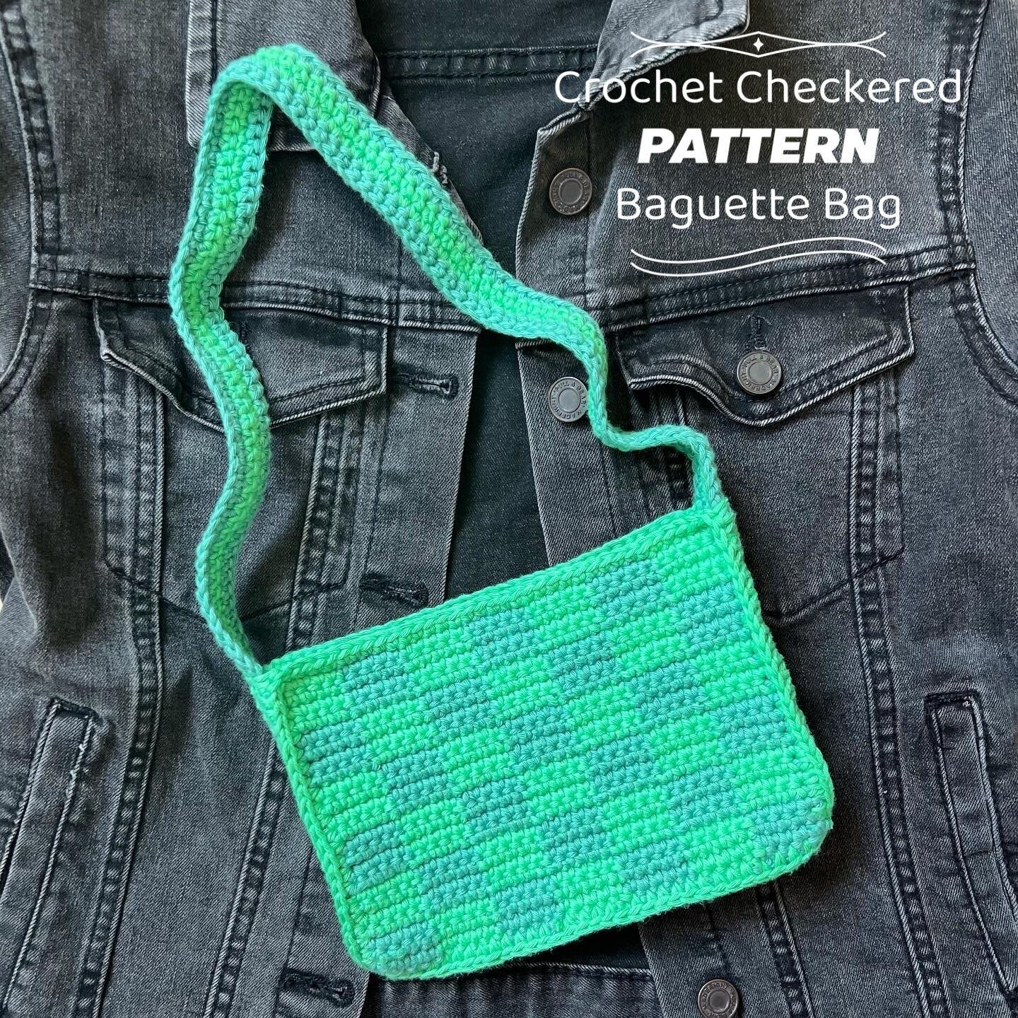 Crochet Checkered Baguette Bag Pattern Y2K 