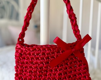 Ribbon Crochet Bag Pattern: Mini Shoulder Purse (PDF Pattern)