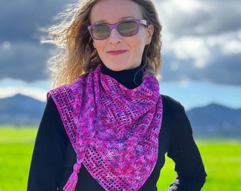 Patrón de Chal de Crochet: Chal Asimétrico Fácil de una Madeja (Patrón PDF)