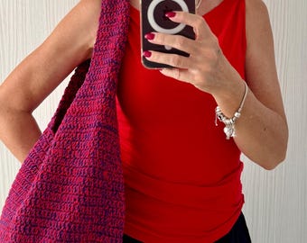 Patrón de bolso hobo holgado de crochet: tutoriales con fotos y videos (patrón en PDF)