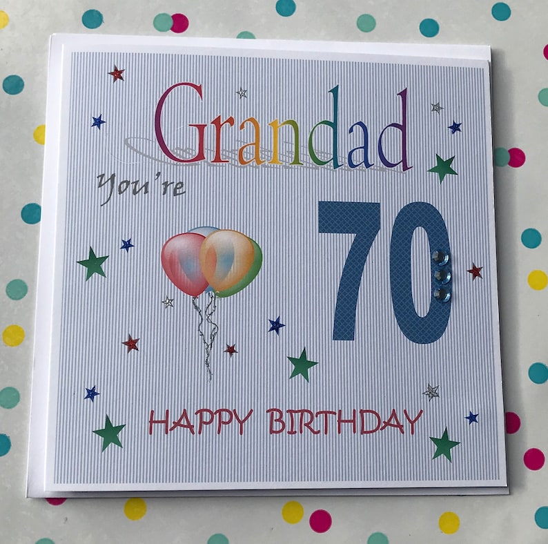 Grandad 70th Handmade Birthday card. DadBrotherSonUncle