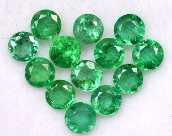 4 mm Natural Emerald Round Cut Lot 15 Pcs 3.59 Cts Faceted Calibrated Loose Gemstones