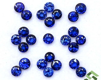4mm Round Blue Sapphire Lot: 3.16 CTS Faceted Loose Gemstones