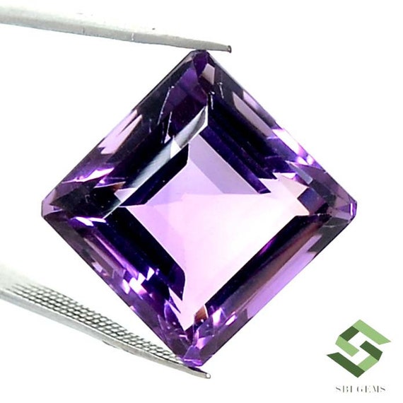 天然アメジスト スクエアカット 宝石：20.13 CTS パープルペア - Etsy 日本