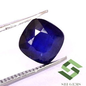7 mm Natural Blue Sapphire Cushion Cut 2.74 Cts Faceted Deep Blue Shade Loose Gemstone GF
