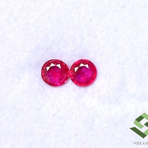 4 mm Natural Ruby Round Cut 4 Quality Pair Loose Certified Gemstones