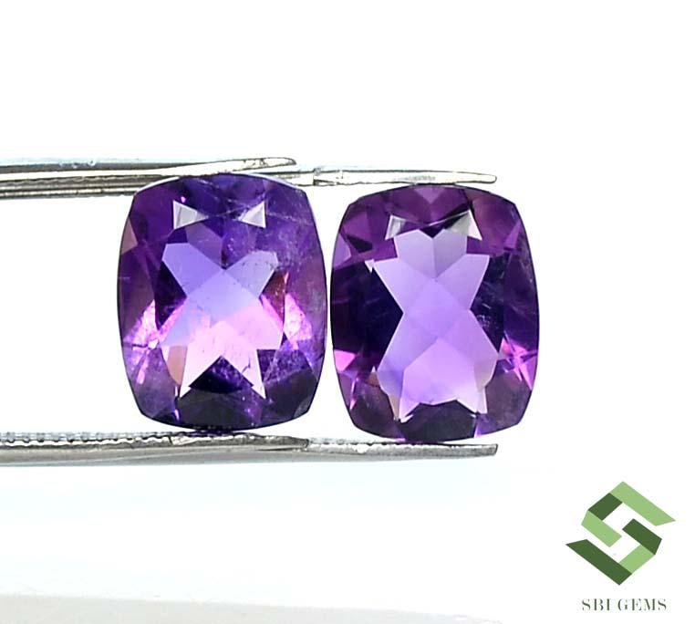 10 x 8 mm～14 x 10 mmの天然アメジストクッションカット宝石