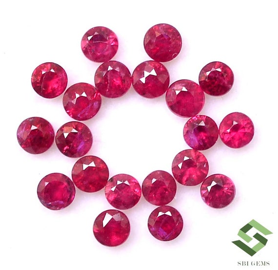 Rubis Rond Cabochon Naturel 2,10 Carats - Rouge Sang, Transparent, 7,20mm