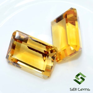 Certified Golden Citrine Octagon Cut Gemstone Pair: 16.68 Cts