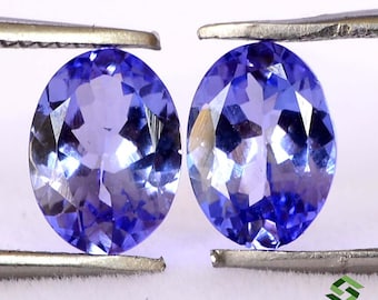 1.71 Cts Natural Tanzanite Pair: Faceted Oval Blue Gemstones (7.50x5.50 mm)