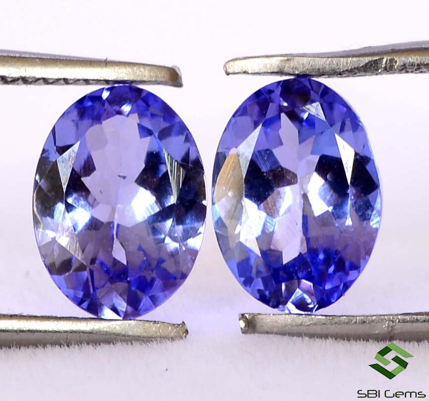 7.50x5.50 mm Certified Natural Tanzanite Oval Cut Pair 1.71 Cts Faceted Lustrous Blue Loose Gemstones