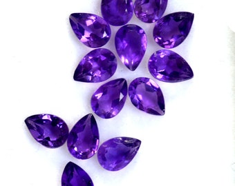 6x4 mm Natural Amethyst Pear Cut Calibrated Lot 34 Pcs 12.39 CTS Faceted Loose Gemstones