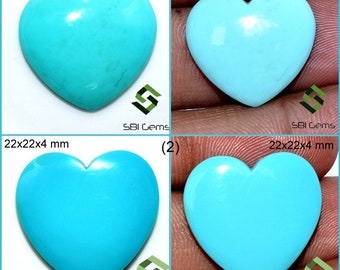 20x18 mm, 22x22 mm Certified Natural Turquoise Sleeping Beauty Heart Cabochon Loose Gemstones