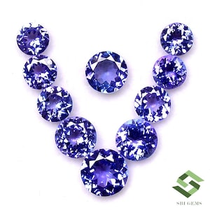 Natural Tanzanite Round Cut 5.5-8 mm Lot 10 Pcs Untreated Loose Gemstones