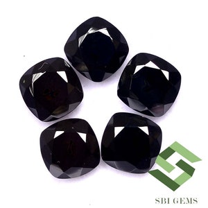 8x8 mm, 10x10 mm Natural Black Spinel Cushion Cut Lot 05 Pcs Calibrated Undrilled Loose Gemstones