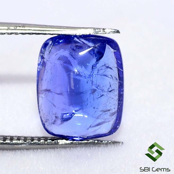 10x8 mm Zertifizierte Natürliche Tansanit Kissen Cabochon 3.11 Cts Glänzende Violet Blau lose Edelstein