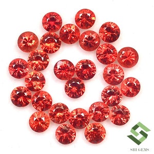 3 mm Natural Orange Sapphire Round Cut Lot 30 Pcs Calibrated Faceted Loose Gemstones 4.52 Cts