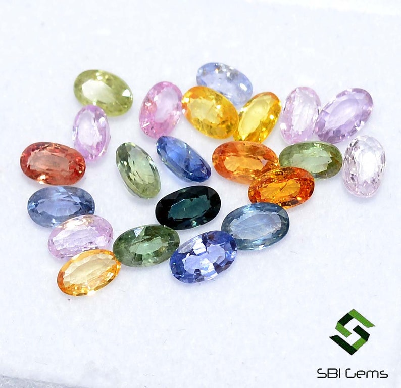 5 x 3 mm naturliga multi-safir ovala slipade 22 st lösa ädelstenar på 6,51 CTS bild 5