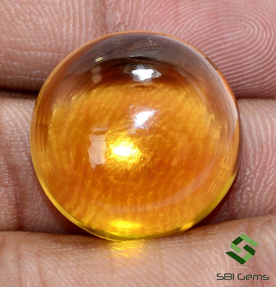 20x20 Mm Natural Honey Quartz Round Cabochon 32.48 Cts Golden Shade Loose Gemstone Etsy