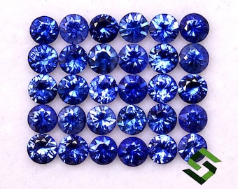 Lote de 15 piedras preciosas sueltas facetadas calibradas de 1,88 cts de zafiro azul natural de corte redondo de 3 mm