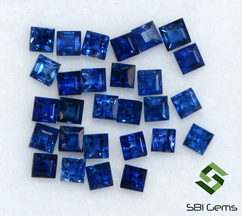 2 mm Natural Blue Sapphire Square Cut Lot 25 Pcs 1.99 Cts Calibrated Loose Gemstones