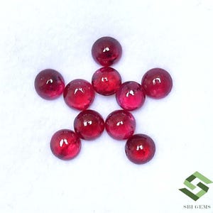 Cabochon rond rubis naturel de 3,50 mm, lot de 10 pierres précieuses en vrac de 1,84 ct