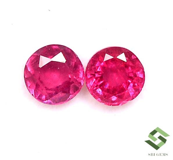 Lot De Rubis Naturels Du Mozambique - Pierres Facettées Rondes 4mm - Rouge Vif