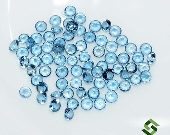 1.5-4 mm天然ロンドンブルートパーズ：20個ロットラウンドカット