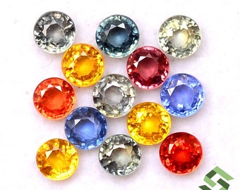 3,50 mm naturliga multisafirer Parti: 17 rundslipade lösa ädelstenar (4,57 ct)