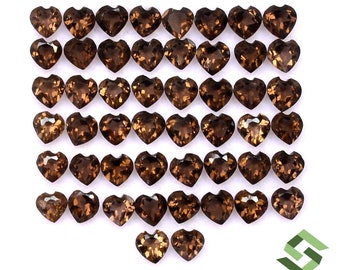 3-6 mm Natural Smoky Quartz Heart Gemstones: 10 Pcs Calibrated Loose Stones