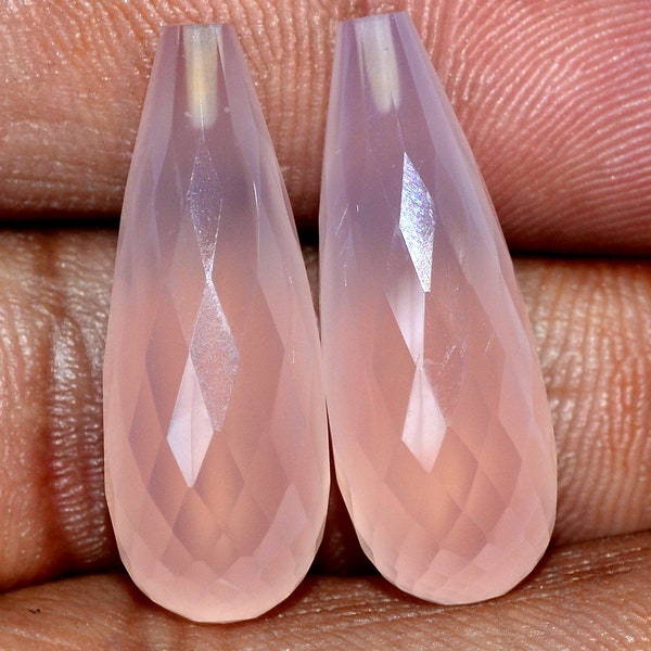 31x15.50 mm, 30x22 mm Natural Rose Quartz Faceted 2 Drops Pairs Faceted Loose Gemstones