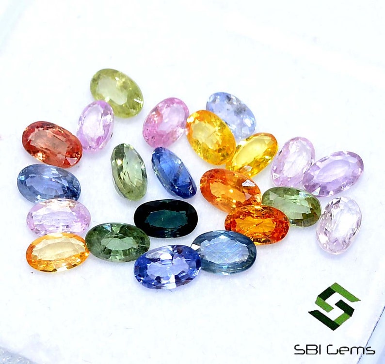 5 x 3 mm naturliga multi-safir ovala slipade 22 st lösa ädelstenar på 6,51 CTS bild 6