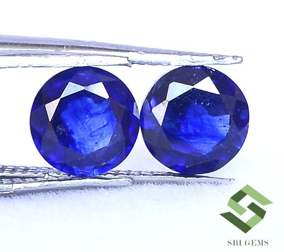 5 Mm to 10 Mm Natural Blue Sapphire Round Cut Pairs Calibrated