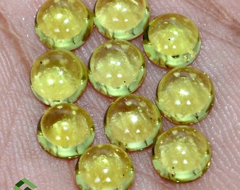 Peridot Cabochons: 5mm Round, Green Gemstones, 5.94 CTS, 10 Pcs