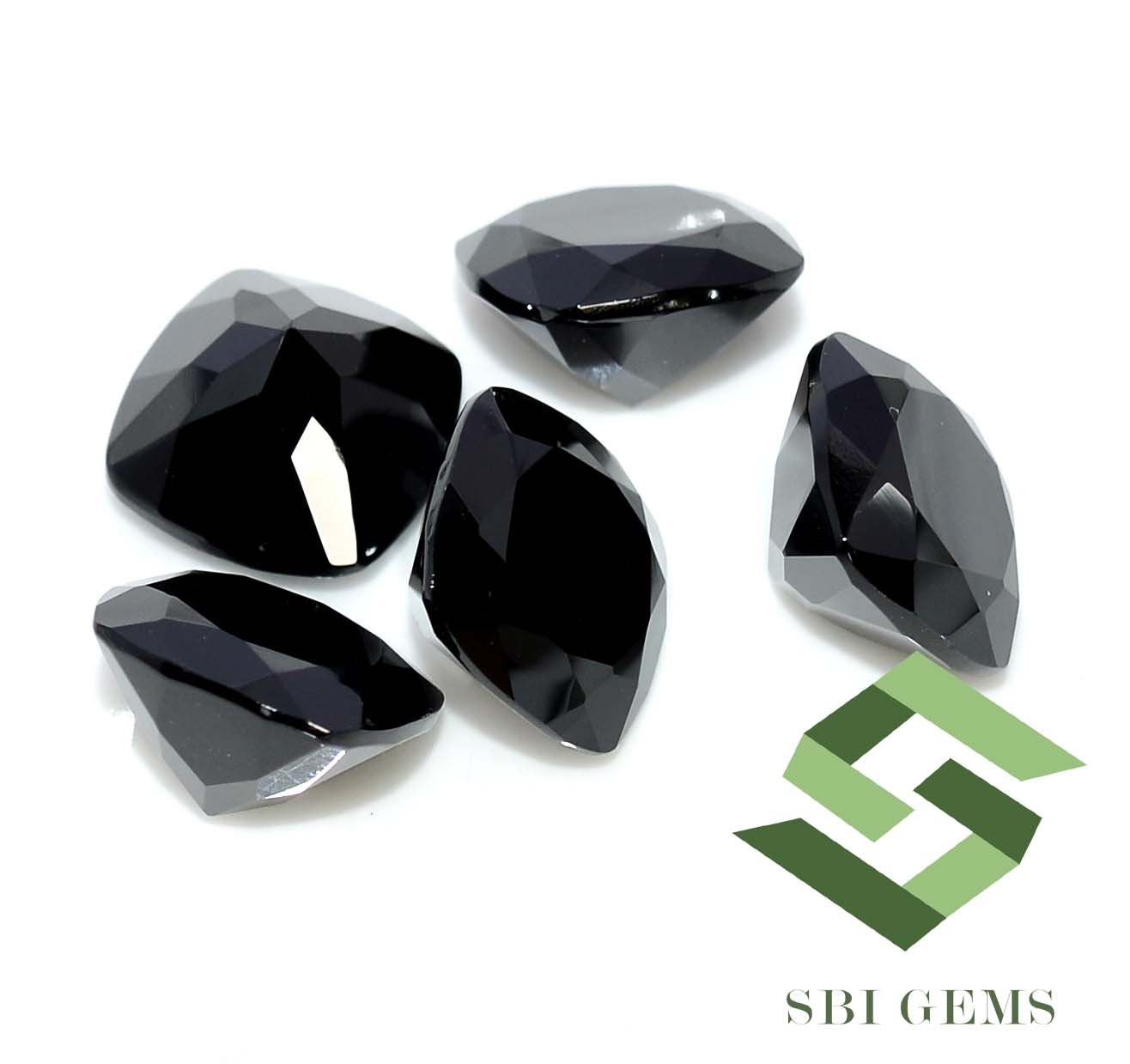 Wholesale 4x4~10x10mm 5A Square Cushion Shape Cut Black Natural Spinel  Stone Loose Natural Black Gems For Jewelry Making