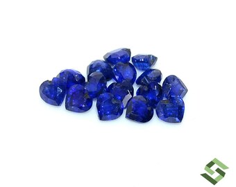 4x4 - 5 x 5 mm 天然ブルーサファイア ハートシェイプカット ロット 10