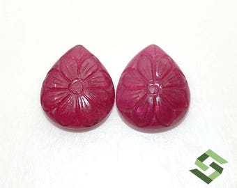 20x17 mm To 21x15 mm Natural Ruby 2 Design Handmade Carving Loose Gemstones GF