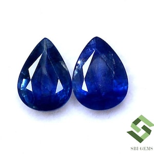 8x6 mm Natural Blue Sapphire Pear Cut Pair 2.61 Cts Calibrated Loose Gemstones