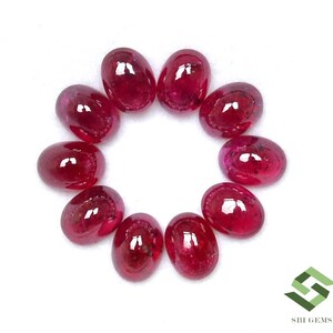 7 x 5 mm naturlig rubin oval cabochon 3 kvalitetspartier lösa ädelstenar från Moçambique